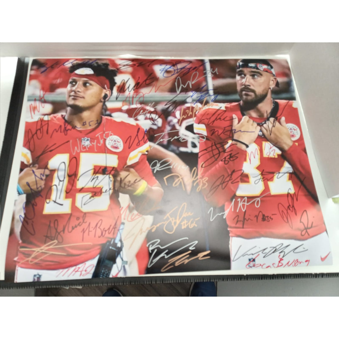 Kansas City Chiefs 2023-24 Andy Reid Patrick Mahomes Chris Jones Travis Kelce 16x20 photo team signed with proof