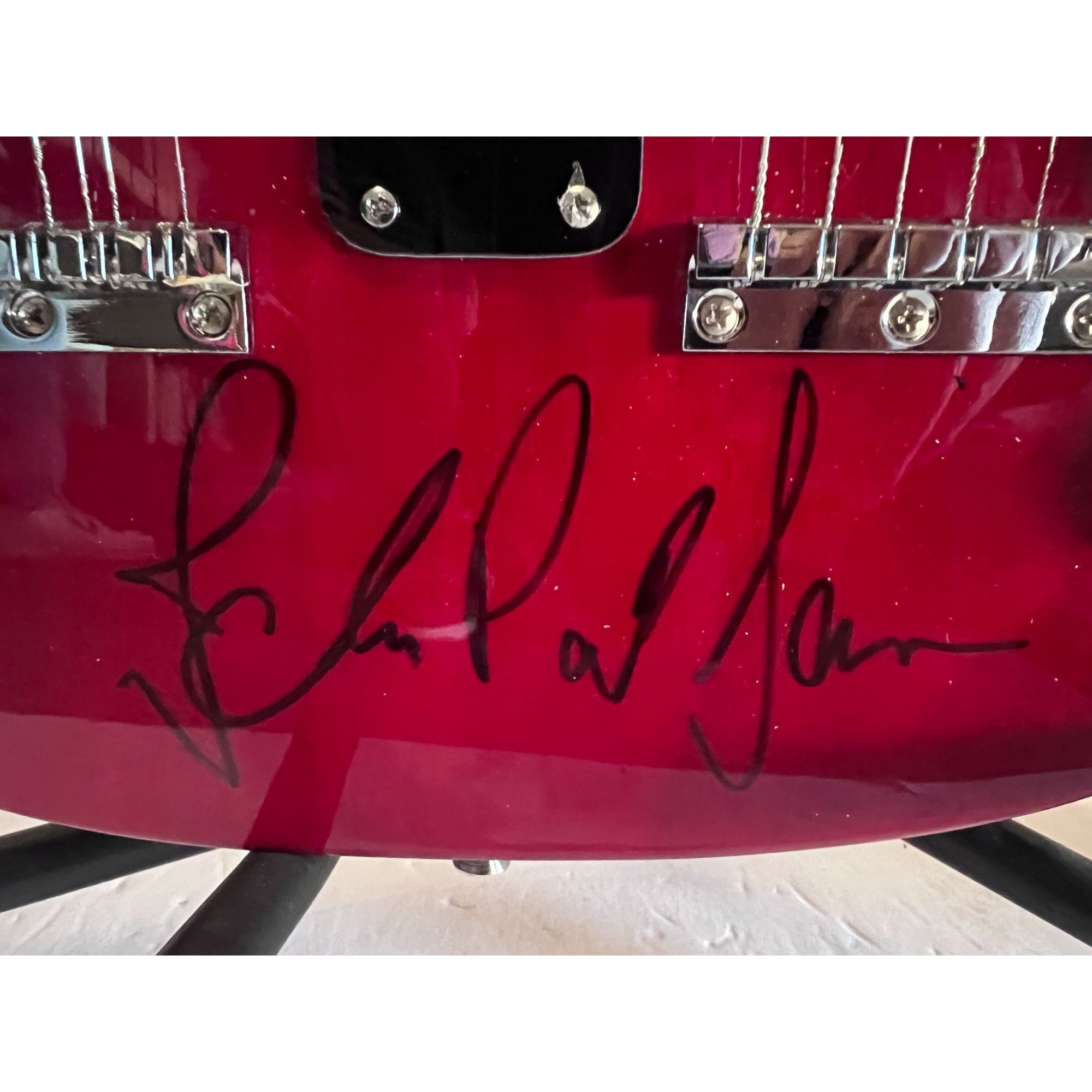 Jimmy Page, Robert Plant, John Paul Jones Led Zeppelin Les Paul style vintage electric guitar double neck signed with proof