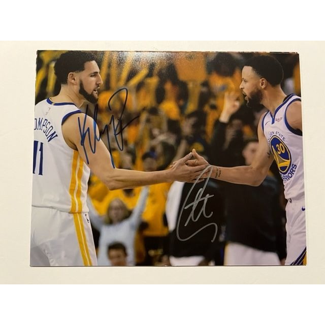 Golden State Warriors Stephen Curry Klay Thompson 8x10 photo sign with proof