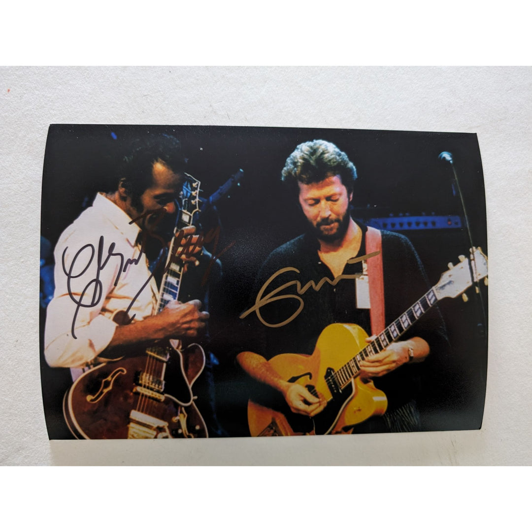 Eric Clapton and Chuck Berry five by seven photo signed with proof