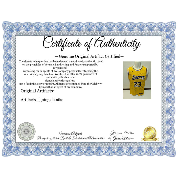 LeBron James Anthony Davis 2019-20 NBA champions Los Angeles Lakers team signed gay model Jersey signed with proof