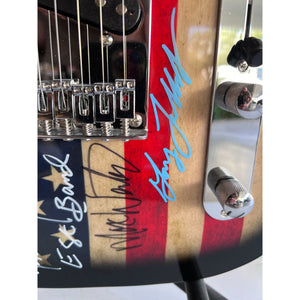 Bruce Springsteen Clarence Clemens and the E Street Band USA American flag electric  guitar signed with proof