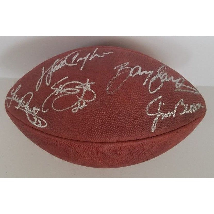 Walter Payton, Emmitt Smith, Tony Dorsett, Barry Sanders, Jim Brown, Pete Rozelle NFL game football signed with proof with free case