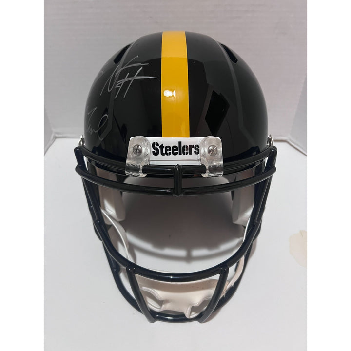 TJ Watt Minka Fitzpatrick Cameron Hayward Mike Tomlin Kenny Pickett Najee Harris George Pickens Pittsburgh Steelers Riddell replica full siz