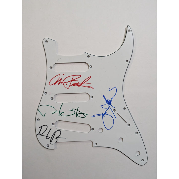 Talking Heads David Byrne, Chris Frantz, Jerry Harrison, Tina Weymouth   Fender Stratocaster electric guitar pickguard signed with proof