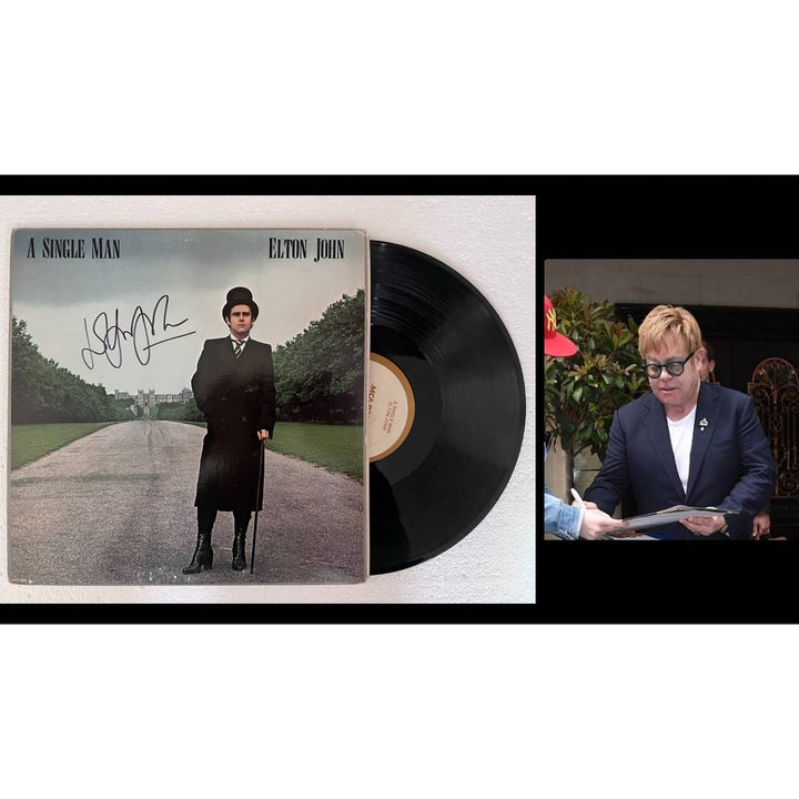 Elton John A Single Man Original LP signed with proof