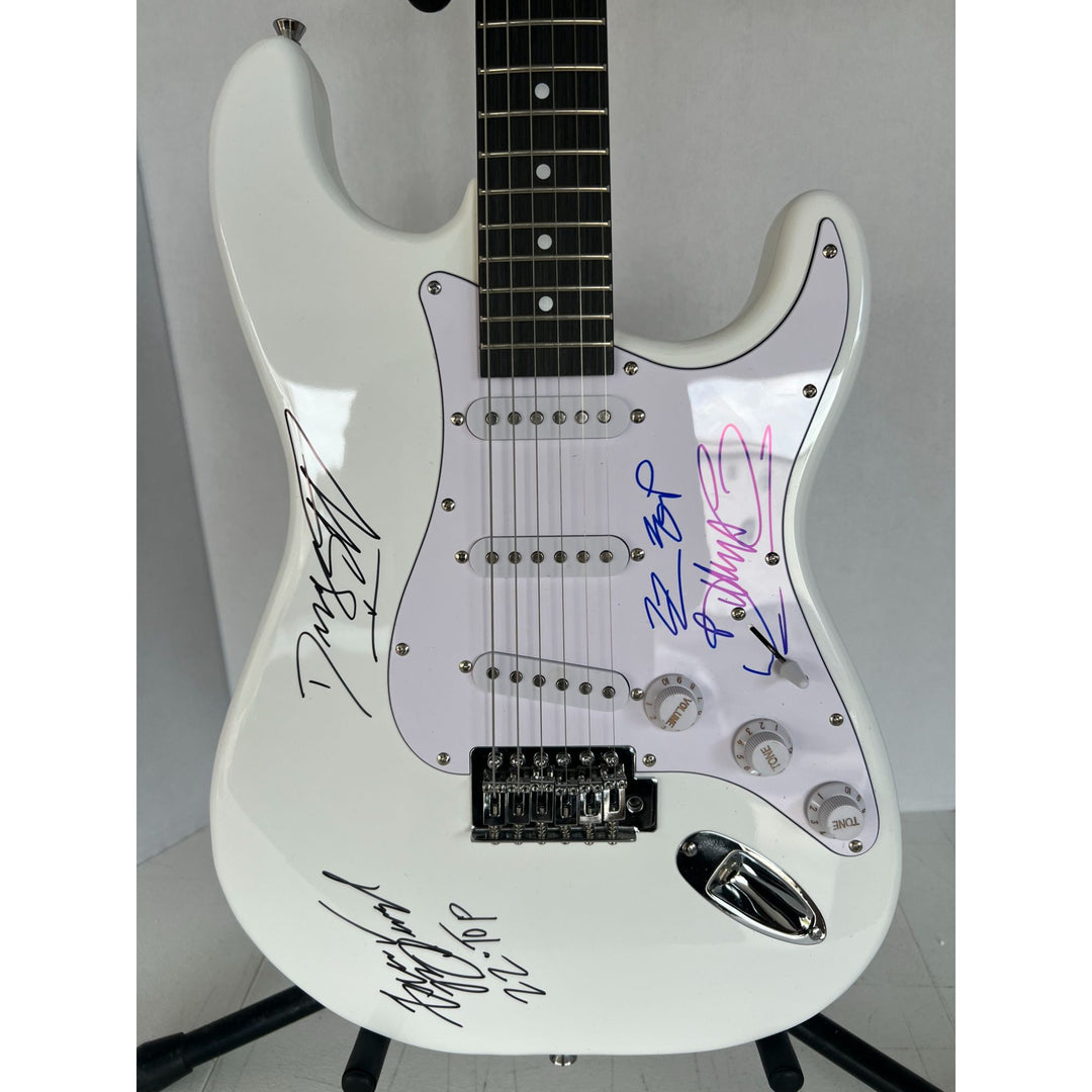 ZZ TOP Billy Gibbons, Dusty Hill, Frank Beard stratocaster electric guitar signed with proof