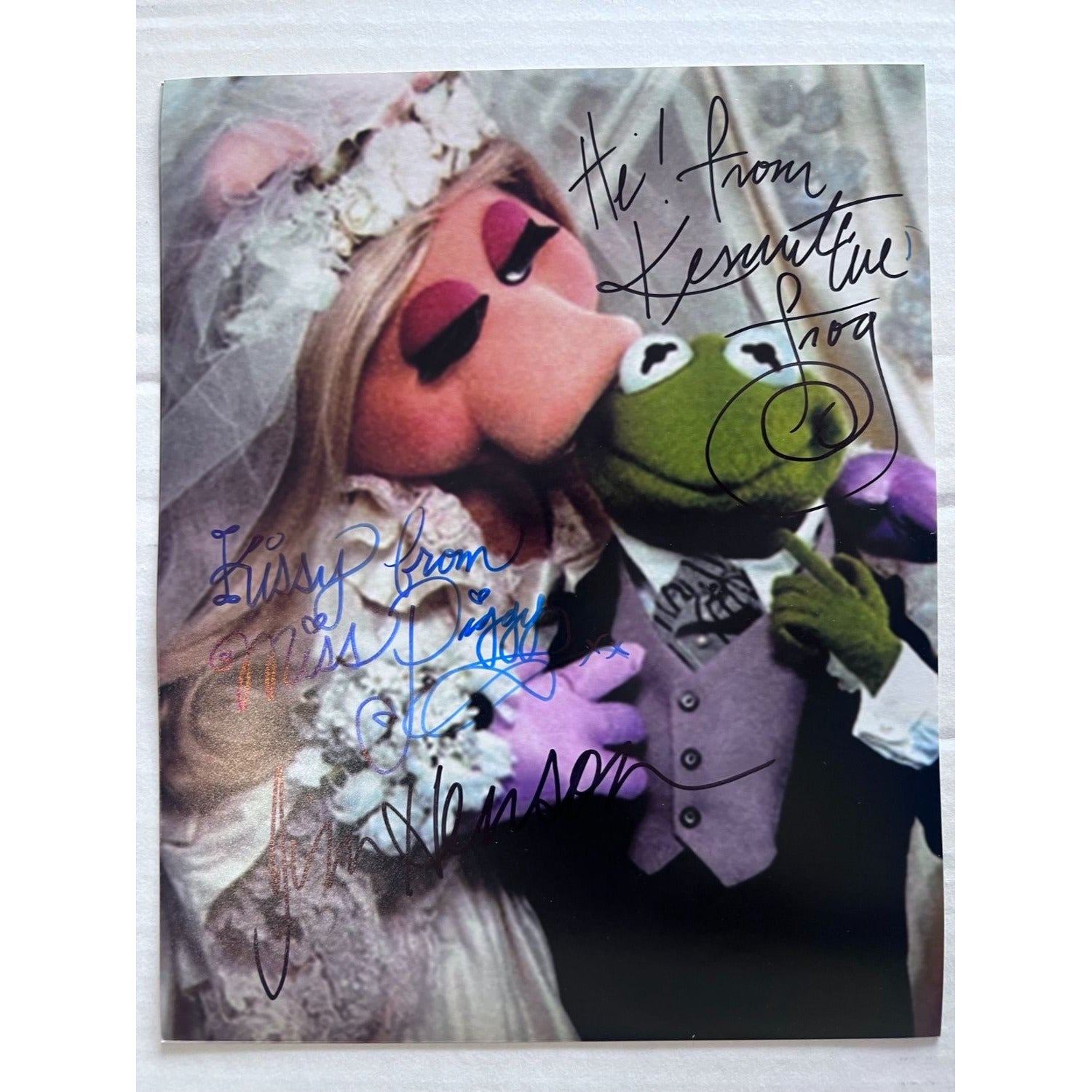 Jim  Henson Kermit the Frog Miss Piggy 8x10 photo signed