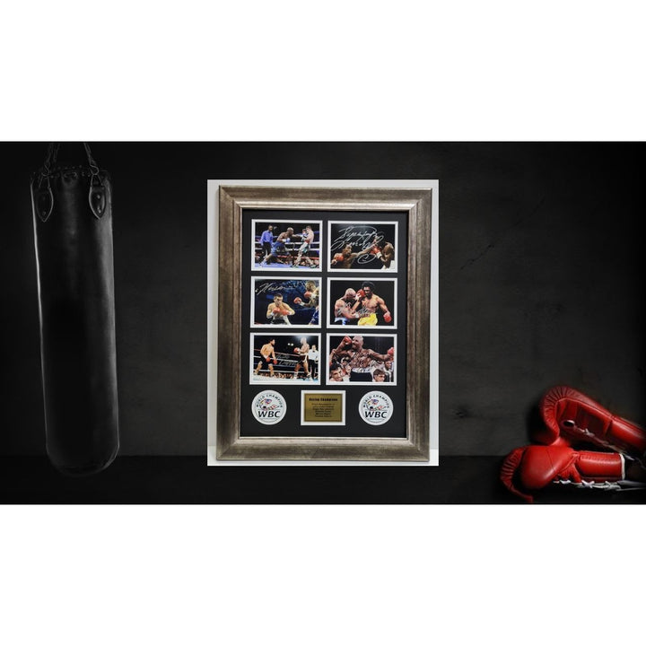 Sugar Ray Leonard Julio Cesar Chavez Floyd Mayweather Jr   Boxing Champions 5x7 photos in museum quality frame 22x28 signed with proof