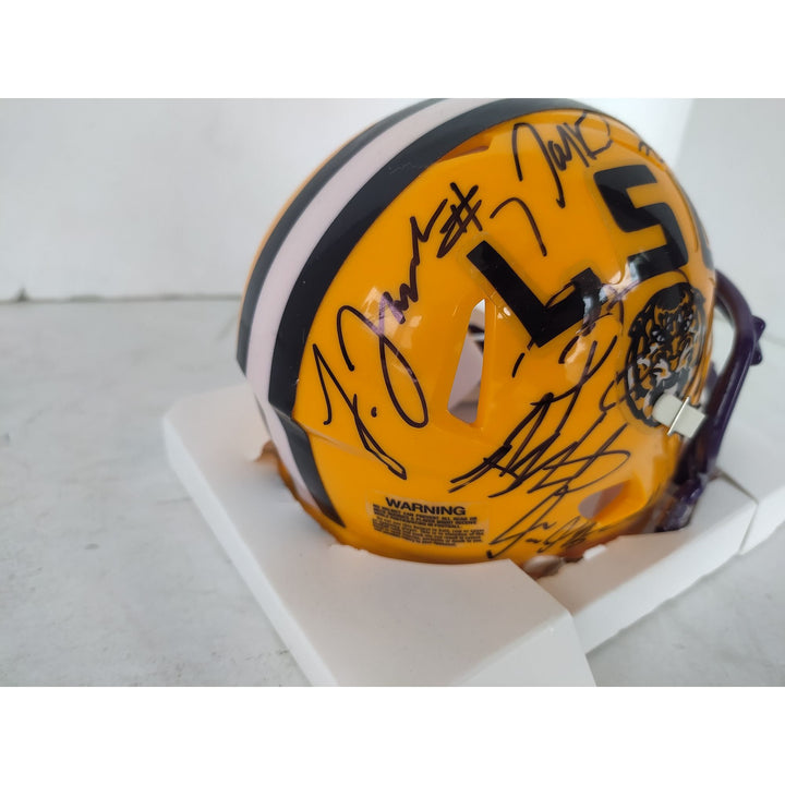 LSU Tigers Joe Burrow Ja mar Chase Jayden Daniels Riddell mini helmet signed with proof - Awesome Artifacts