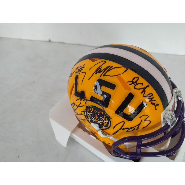 LSU Tigers Joe Burrow Ja mar Chase Jayden Daniels Riddell mini helmet signed with proof - Awesome Artifacts