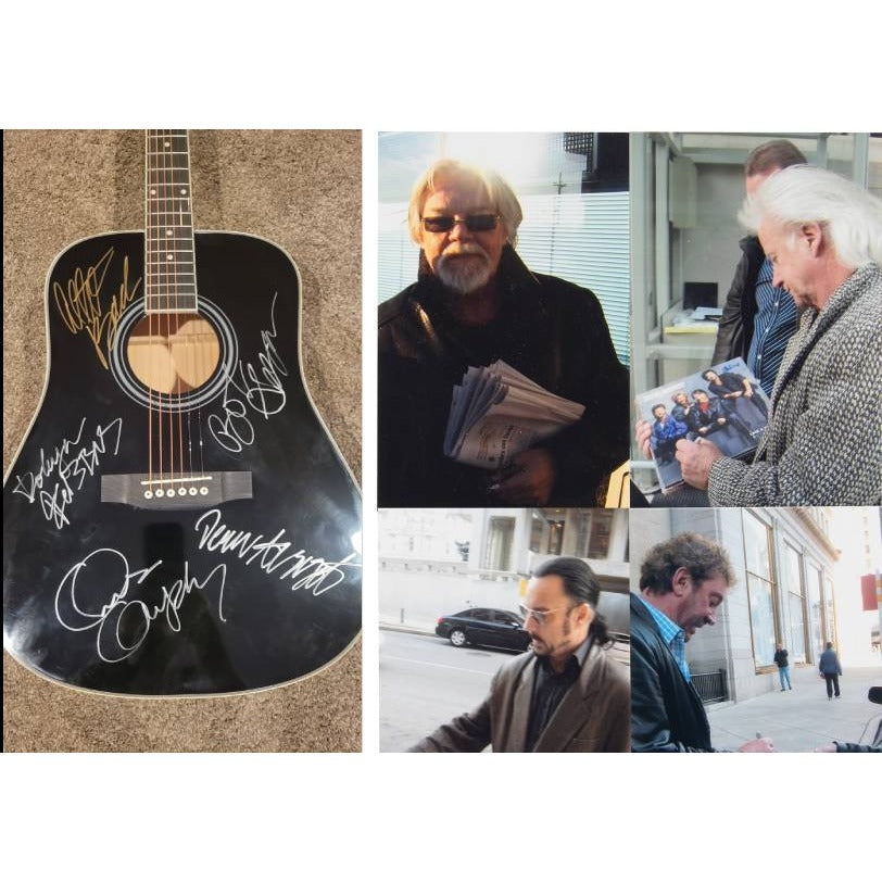 Bob Segar and The Silver Bullet Band Alto Reed, Chris Campbell, Robyn Robbins, and Drew Abbot full size acoustic guitar signed with proof.