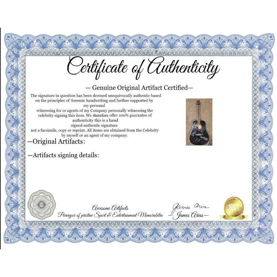 Bob Segar and The Silver Bullet Band Alto Reed, Chris Campbell, Robyn Robbins, and Drew Abbot full size acoustic guitar signed with proof.