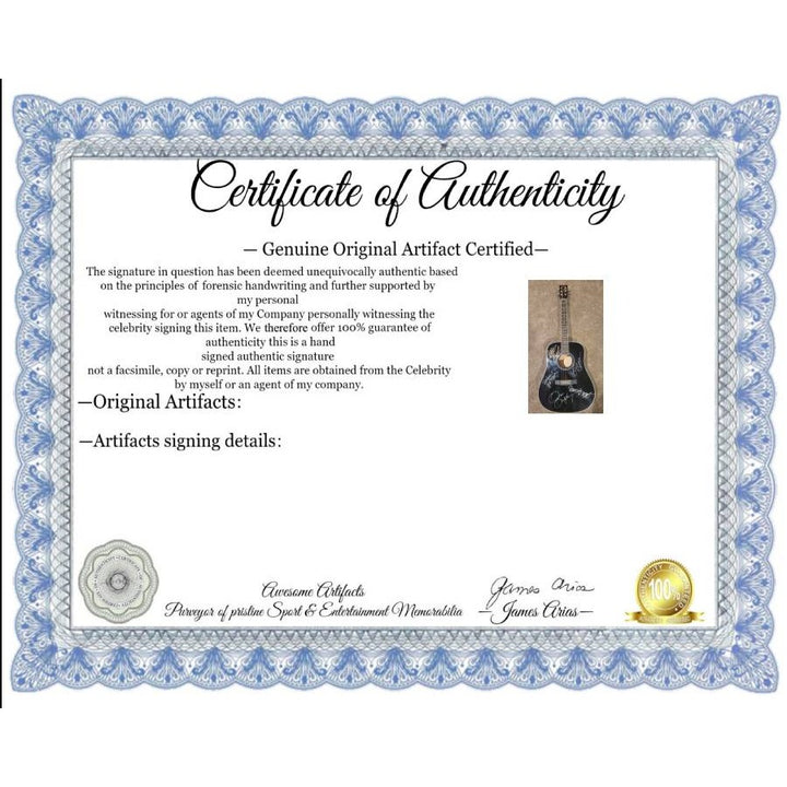 Bob Segar and The Silver Bullet Band Alto Reed, Chris Campbell, Robyn Robbins, and Drew Abbot full size acoustic guitar signed with proof.