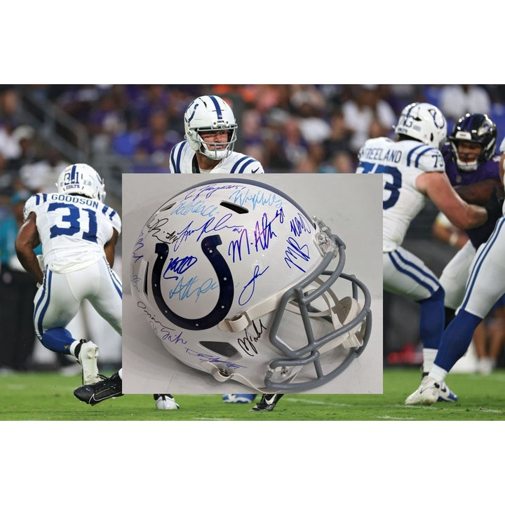 Jonathan Taylor Daniel Jones Indianapolis Colts 2025 (40) team Riddell speed full size helmet signed with proof