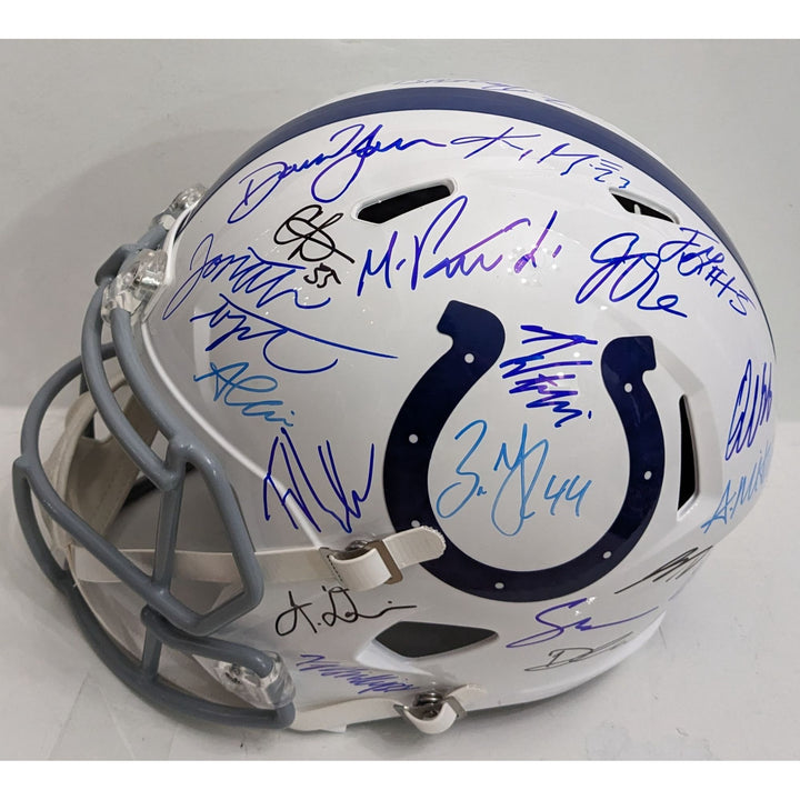 Jonathan Taylor Daniel Jones Indianapolis Colts 2025 (40) team Riddell speed full size helmet signed with proof