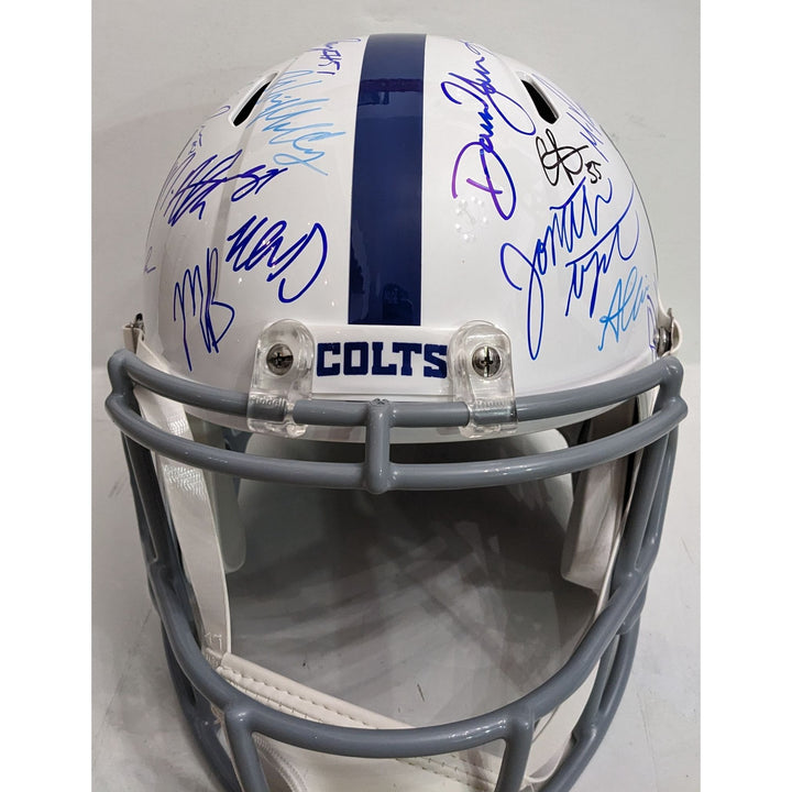 Jonathan Taylor Daniel Jones Indianapolis Colts 2025 (40) team Riddell speed full size helmet signed with proof