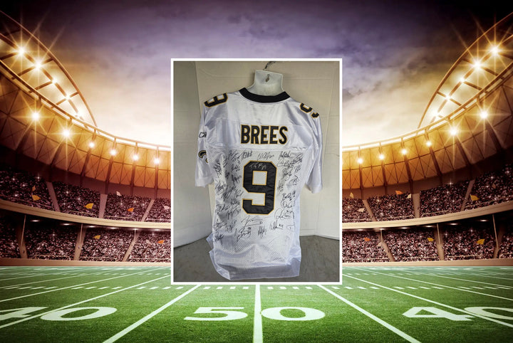 Drew Brees New Orleans Saints team signed jersey full view