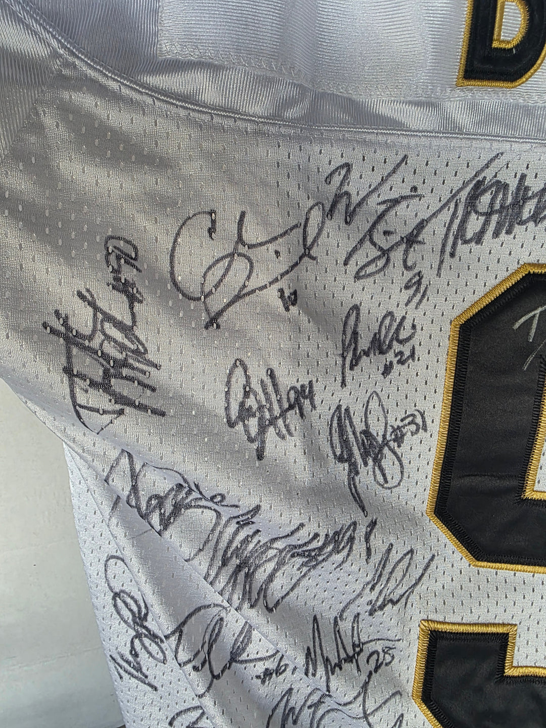 New Orleans Saints team signatures close-up 1