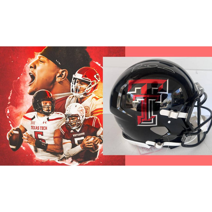 Patrick Mahomes Texas Tech game model helmet signed with proof.