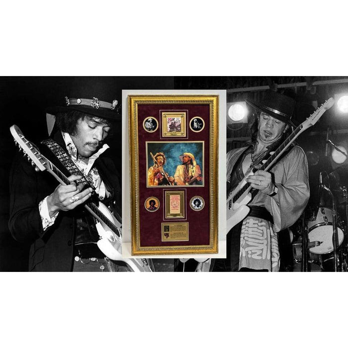 Stevie Ray Vaughan and Jimi Hendrix original concert tickets signed with proof and museum quality framing