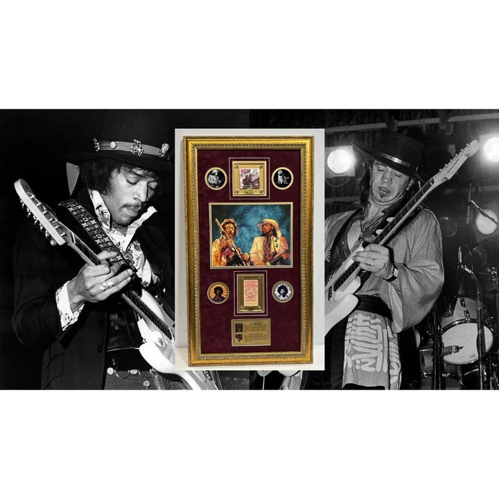 Stevie Ray Vaughan and Jimi Hendrix original concert tickets signed with proof and museum quality framing