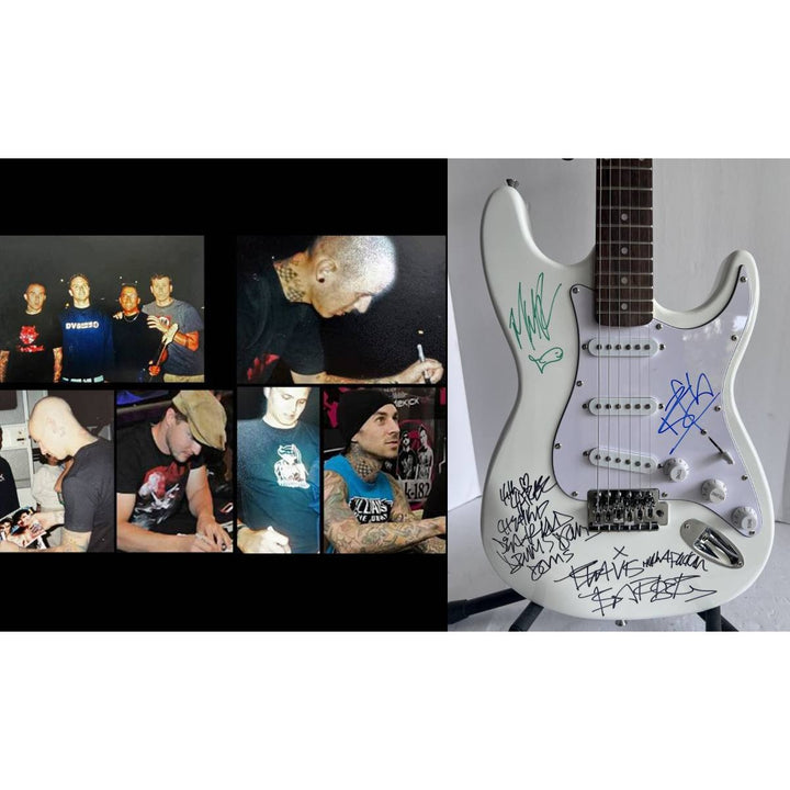 Travis Barker Tom DeLonge Blink-182 full size Stratocaster electric guitar signed with proof