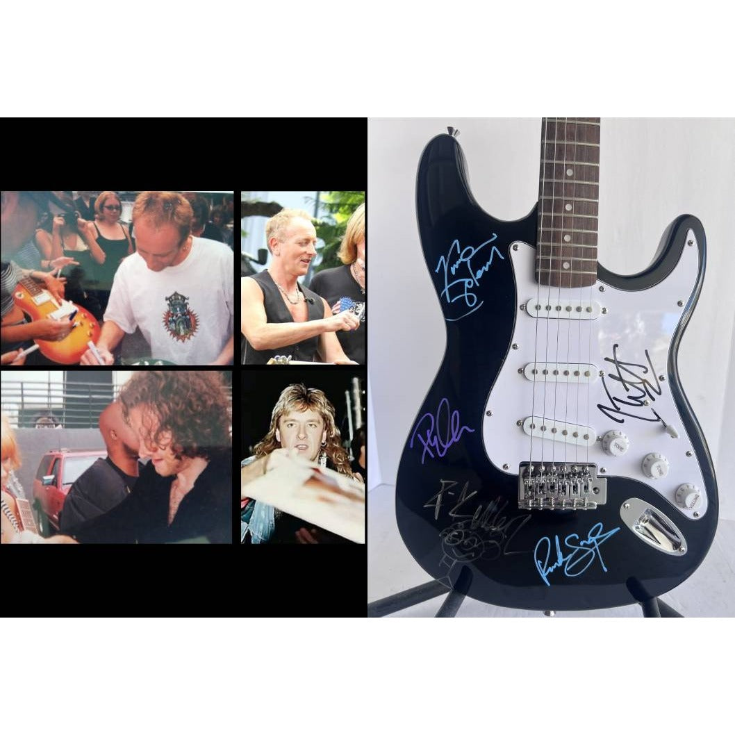 Vivian Campbell Joe Elliott Rick Allen Def Leppard Huntington Stratocaster full size electric guitar signed with proof