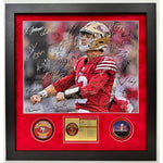 Load image into Gallery viewer, San Francisco 49ers2023 24 Deebo Samuel, Brock Purdy Christian McCaffrey 16x20 photo 40 plus signs team signed and framed (25x27) whit proof
