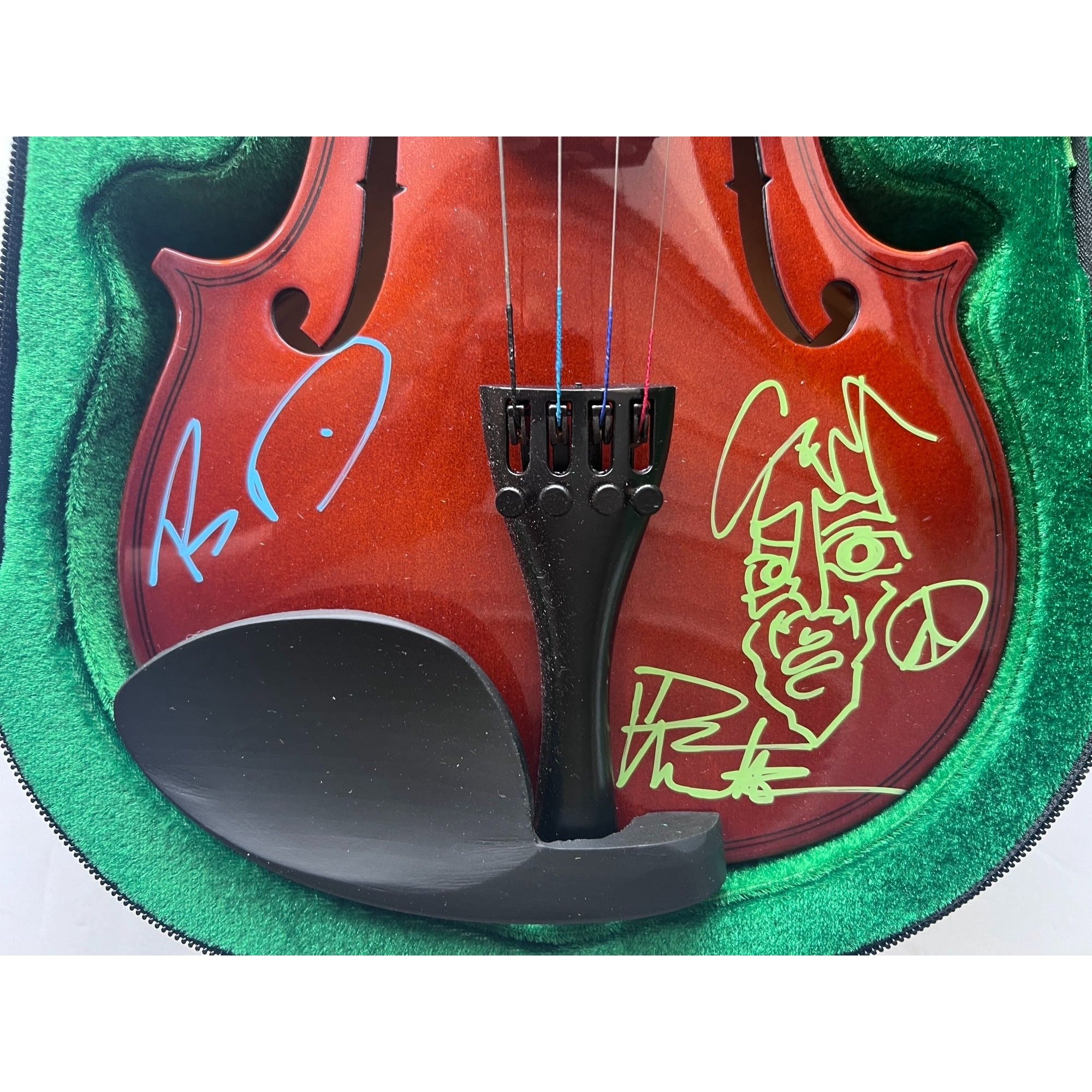 Dave Mathews with sketch Stephan Lessard Boyd Tinsley LeRoi Moore Carter Beauford exceptional violin with case signed with proof