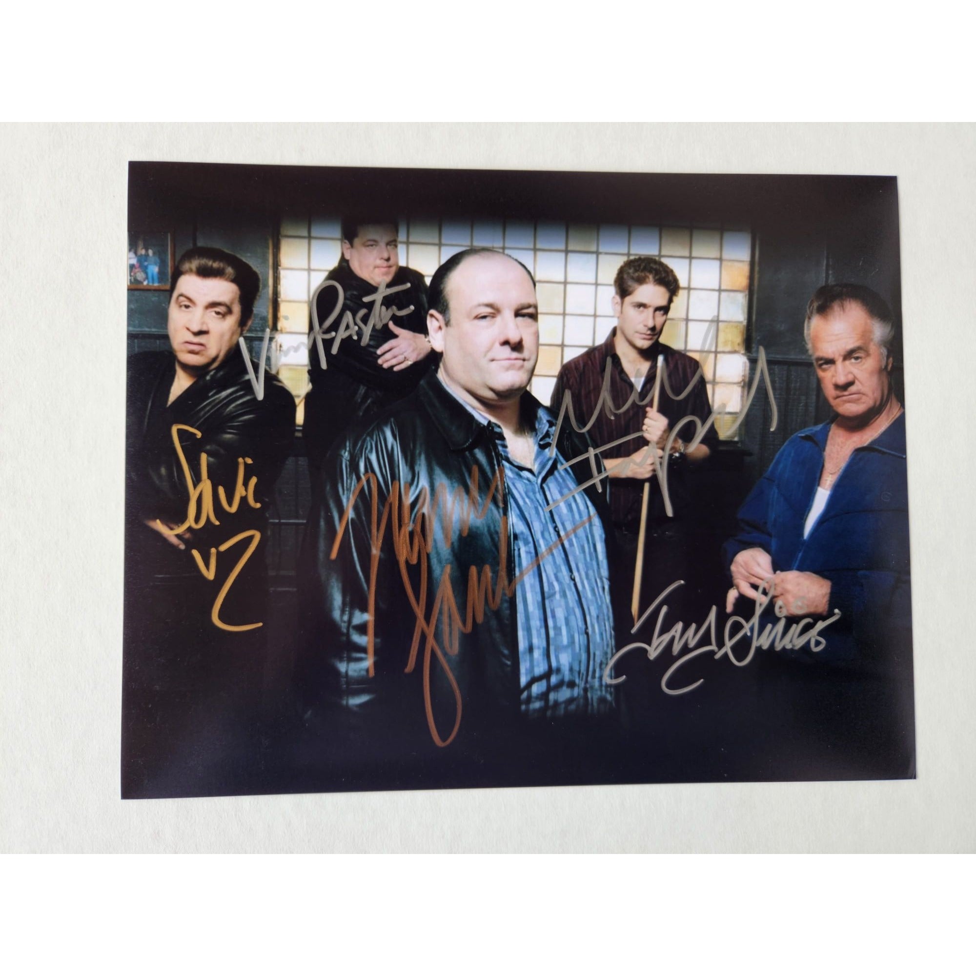 The Sopranos James Gandolfini Vinny Pastore Steve VanZandt Michael Imperioli Tony Sirico 8x10 photo signed with proof
