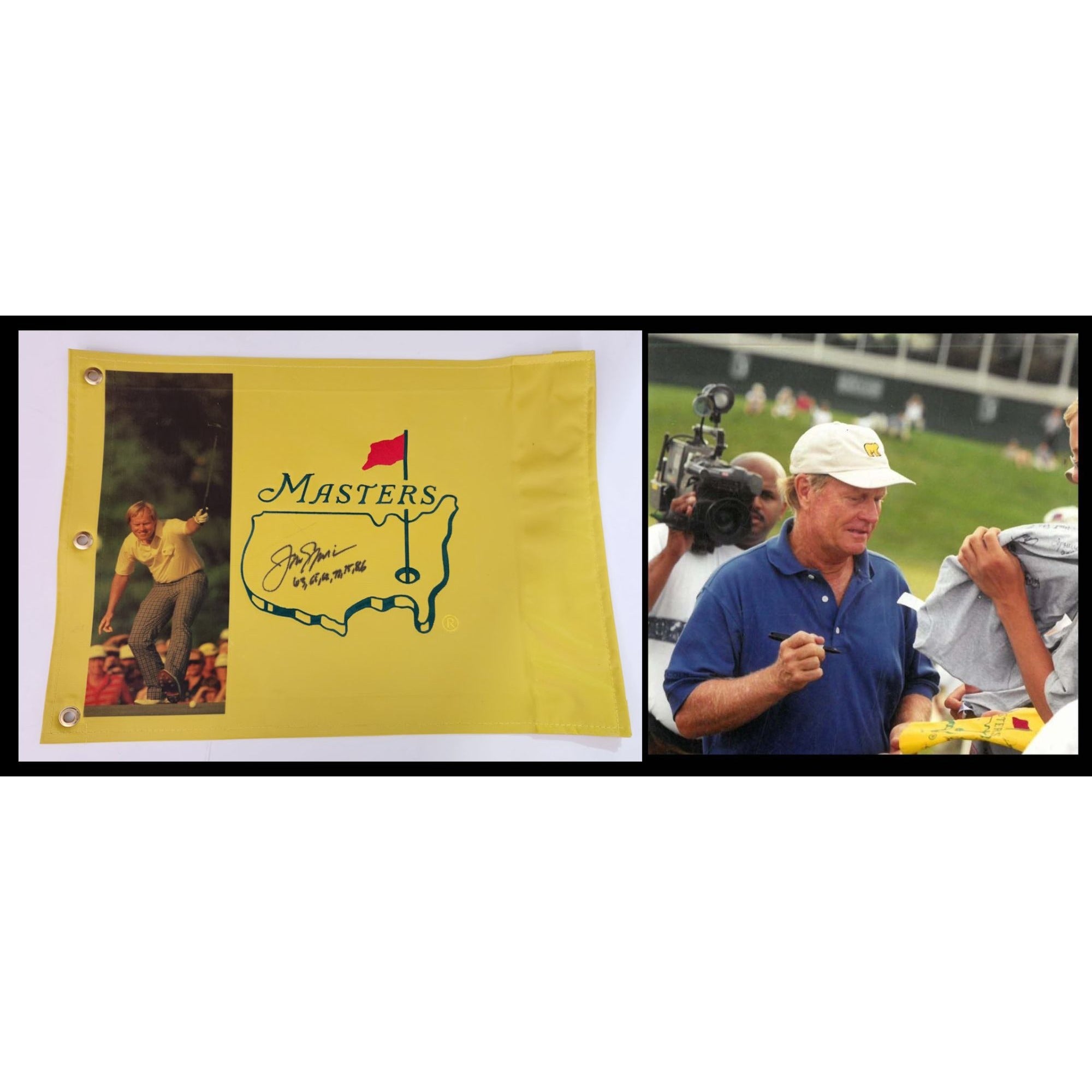Jack Nicklaus Masters Golf flag signed with proof