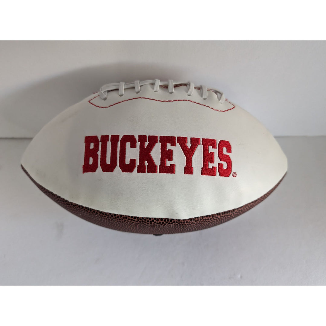 Ohio State Buckeyes Heisman Trophy award winners Archie Griffin Eddie George Troy Smith full size football signed