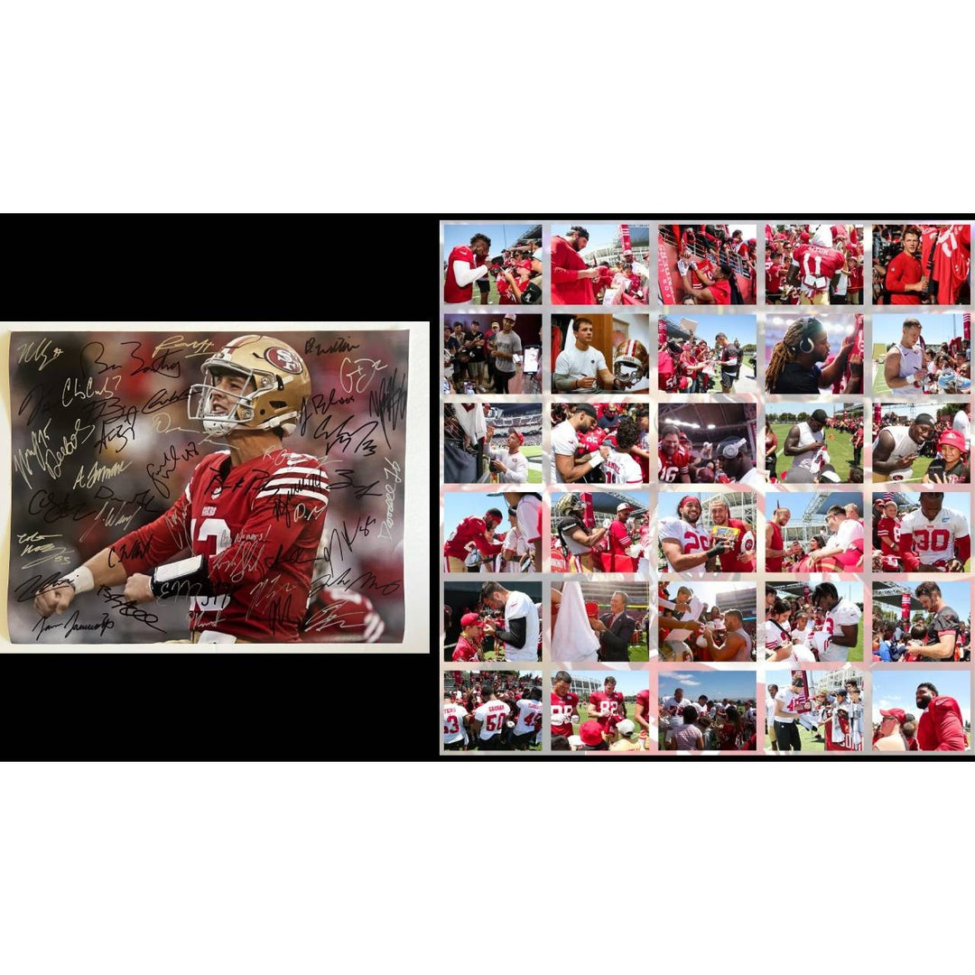 San Francisco 49ers Brock Purdy Christian McCaffrey Deebo Samuel NFC champions 2023-24 16x20 photo signed with proof