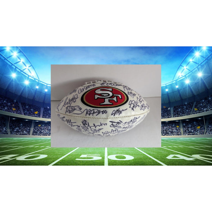 Frank Gore Jim Harbaugh Alex Smith San Francisco 49ers team signed football