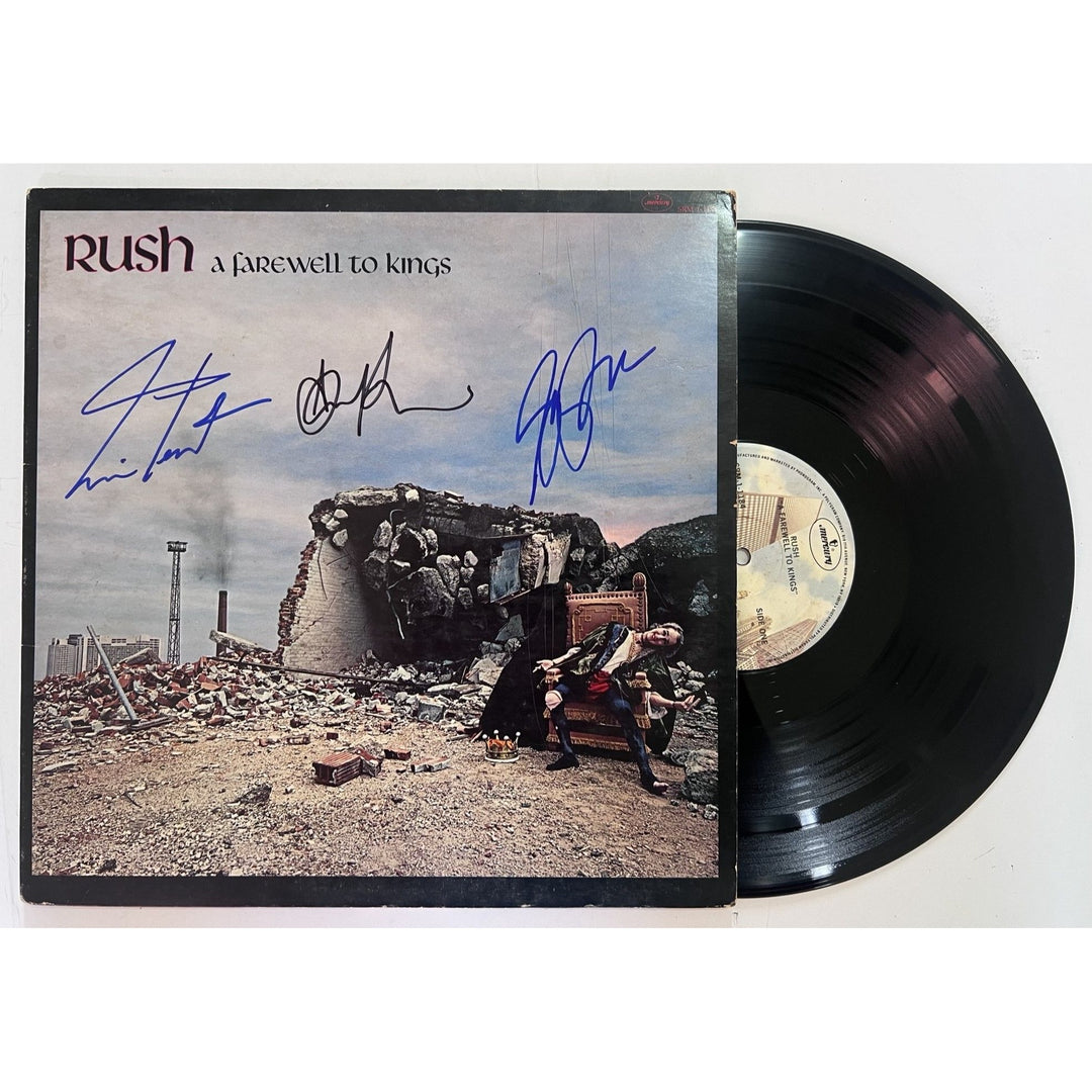 Rush Neil Peart Geddy Lee Alex Lifeson A Farewell to Kings lp signed with proof