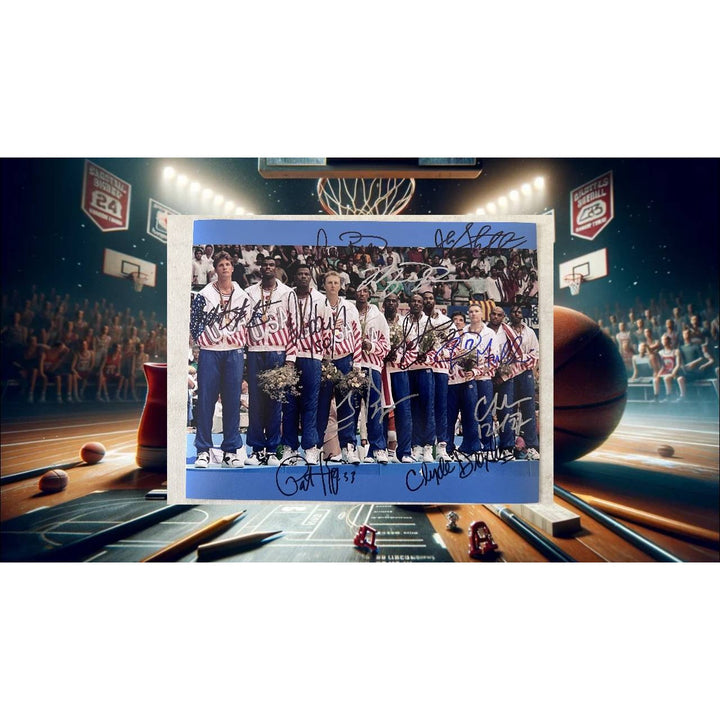 Michael Jordan, Larry Bird, Patrick Ewing, Ervin Magic Johnson, Dream Team 8x10 photo signed with proof