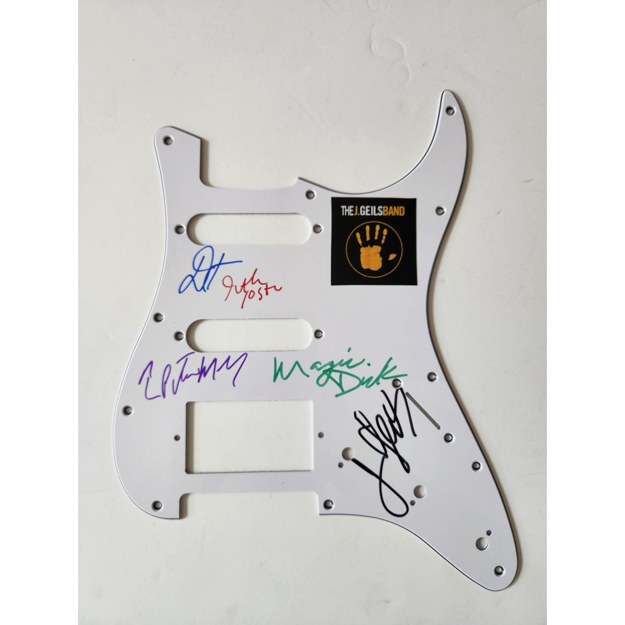 J. Geils Peter Wolf Magic Dick Danny Klein Seth Justman Fender Stratocaster electric pickguard signed with proof