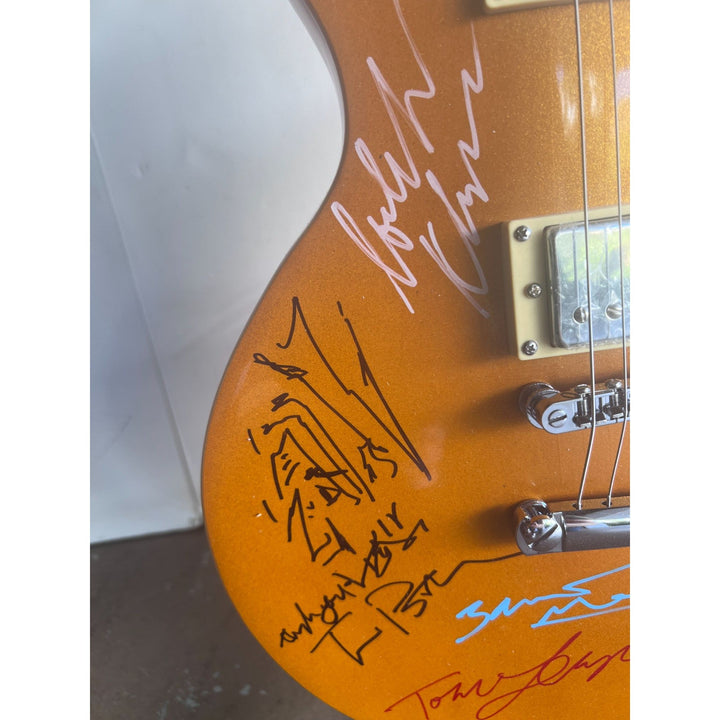 Tom Petty Mike Campbell the Heartbreakers gold Les Paul signed with proof Awesome Artifacts
