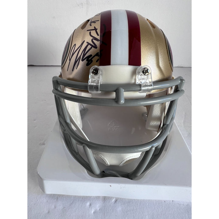 kyle shanahan Brock Purdy Deebo Samuel Christian McCaffrey George kittle mini helmet signed with proof