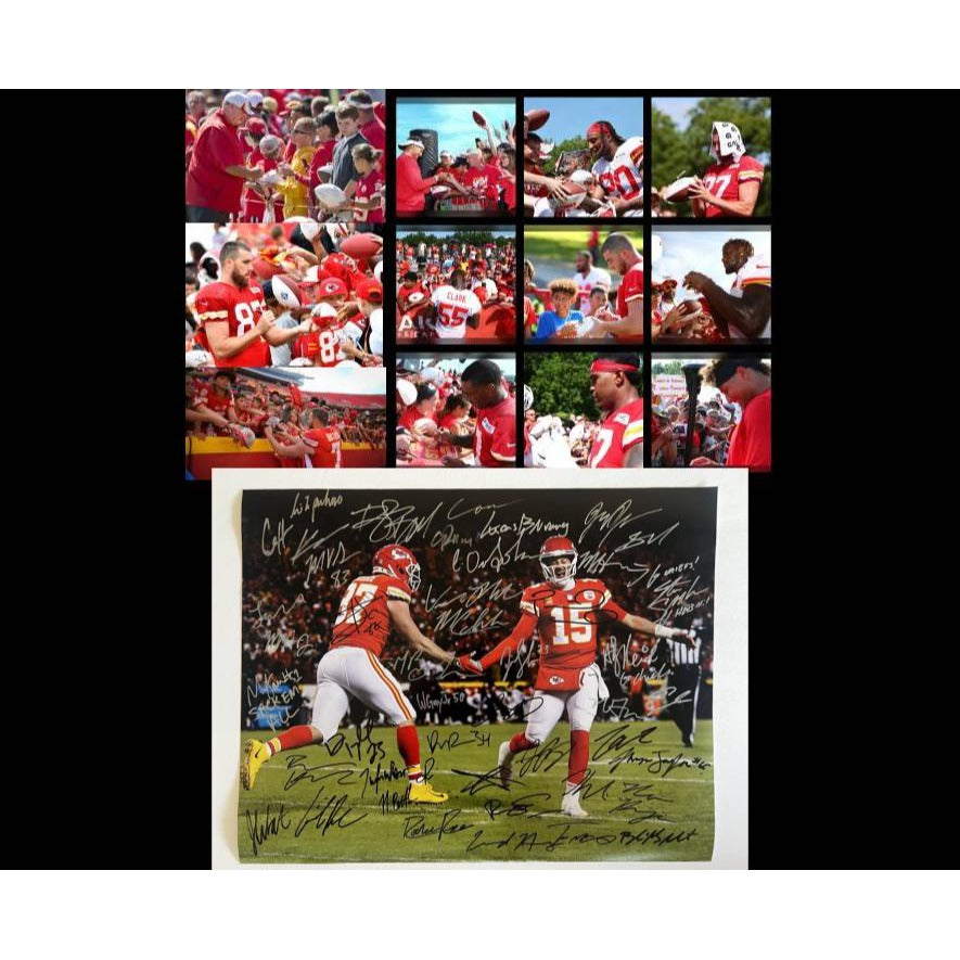 Kansas City Chiefs  2023-24 Patrick Mahomes Travis Kelce 40 plus sigs Super Bowl Champs team signed 16x20 photo signed  with proof