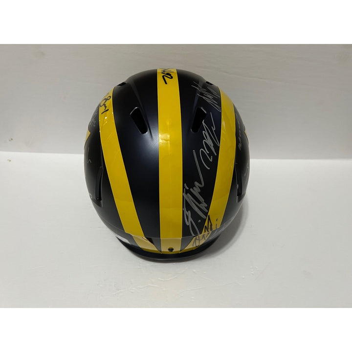 Jim Harbaugh JJ McCarthy Michigan Wolverines 2023-24 team signed Riddell full size helmet signed with proof