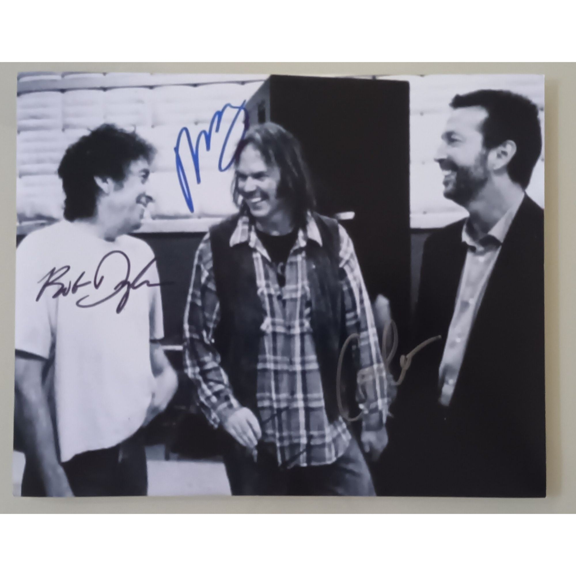 Bob Dylan Neil Young Eric Clapton 8x10 photo signed with proof