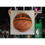 Load image into Gallery viewer, Jason Tatum Boston Celtics full size NBA basketball signed with proof &amp; free acrylic display case

