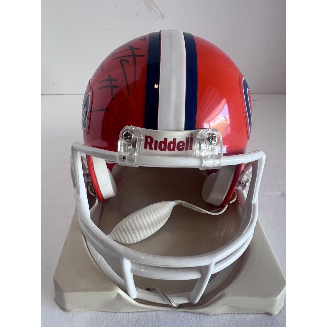 Florida Gators Tim Tebow Percy Harvin Urban Meyer Riddell mini helmet signed with proof