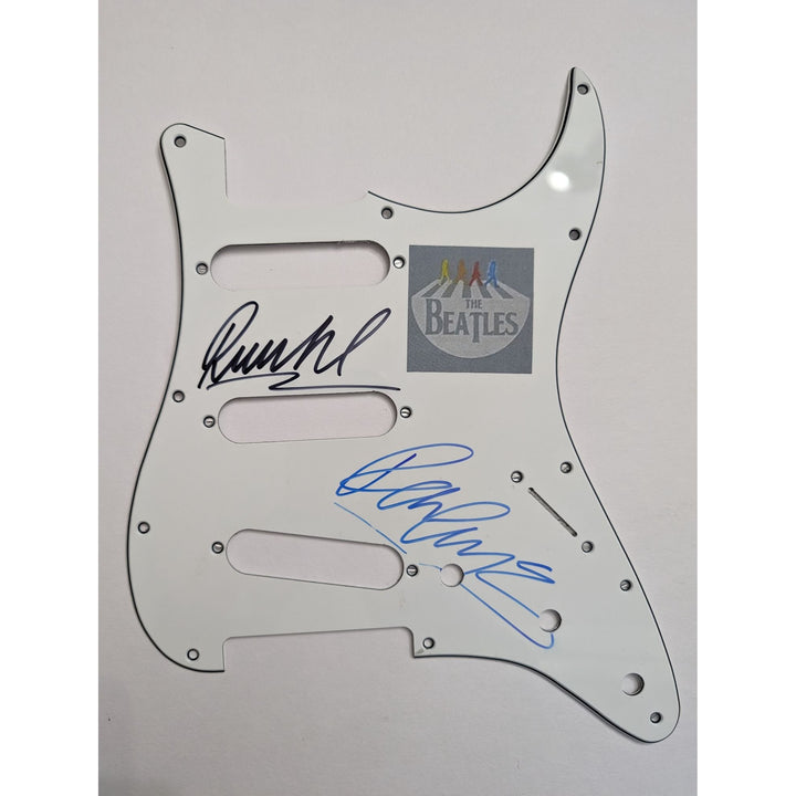 The Beatles Paul McCartney Ringo Starr Fender Stratocaster electric guitar pickguard signed with proof