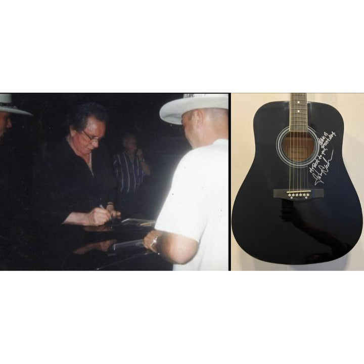 Johnny Cash full size black acoustic guitar signed with proof