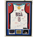 Load image into Gallery viewer, USA Stephan Curry LeBron James 2024 Gold Medal Olympic Mens Basketball team signed jersey with photo proof
