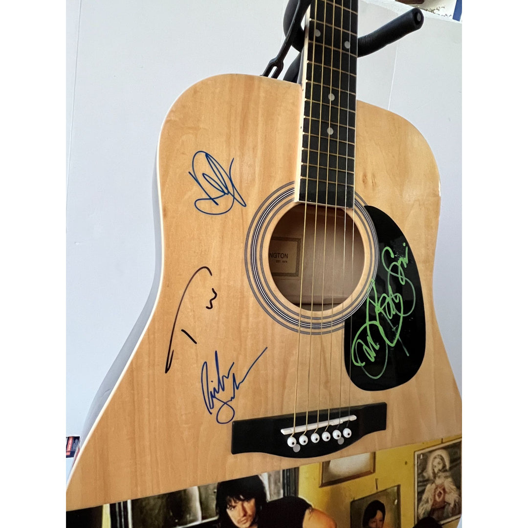 John Bon Jovi Richie Sambora Tico Torres David Bryan Bon Jovi one of a kind 39' acoustic guitar signed with proof