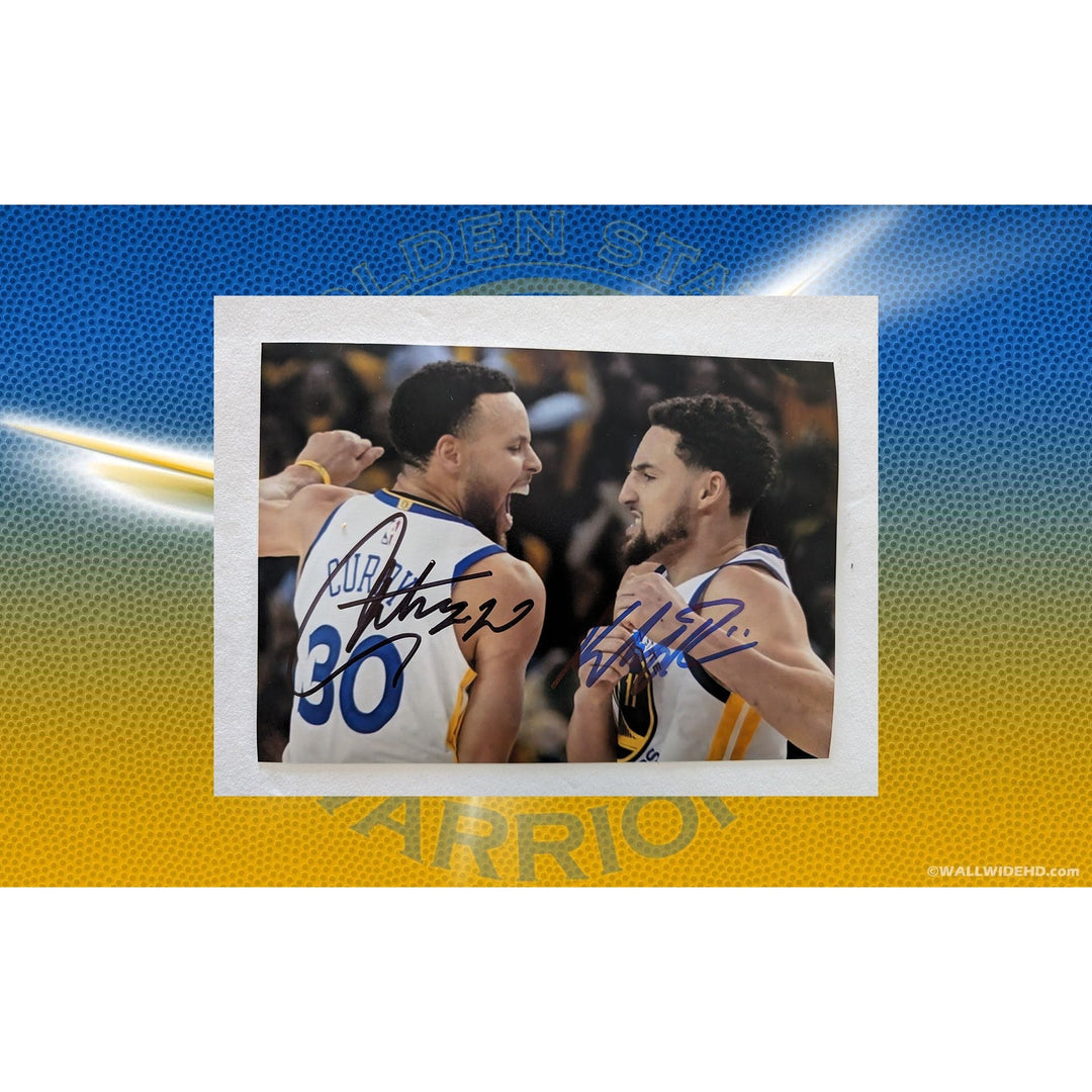 Stephan Curry and Klay Thompson Golden State Warriors  5x7 photo signed with proof Awesome Artifacts